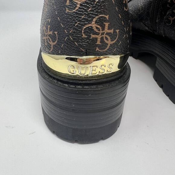 Guess Women's GW Fearne Combat Boots Size 9.5  Black & Gold Chunky Sole - Picture 10 of 15